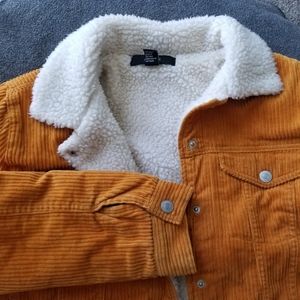 Forever 21 Mustard Corduroy Sherpa Jacket